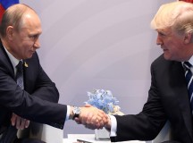 U.S. President Donald Trump and Russia's President Vladimir Putin shake hands during a meeting on the sidelines of the G-20 Summit in Hamburg, Germany, on Friday.